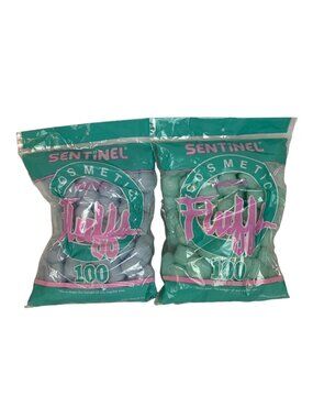 Vintage Sentinel Pastel Cosmetic Fluffs Cotton Balls Green Blue 100 Count Each